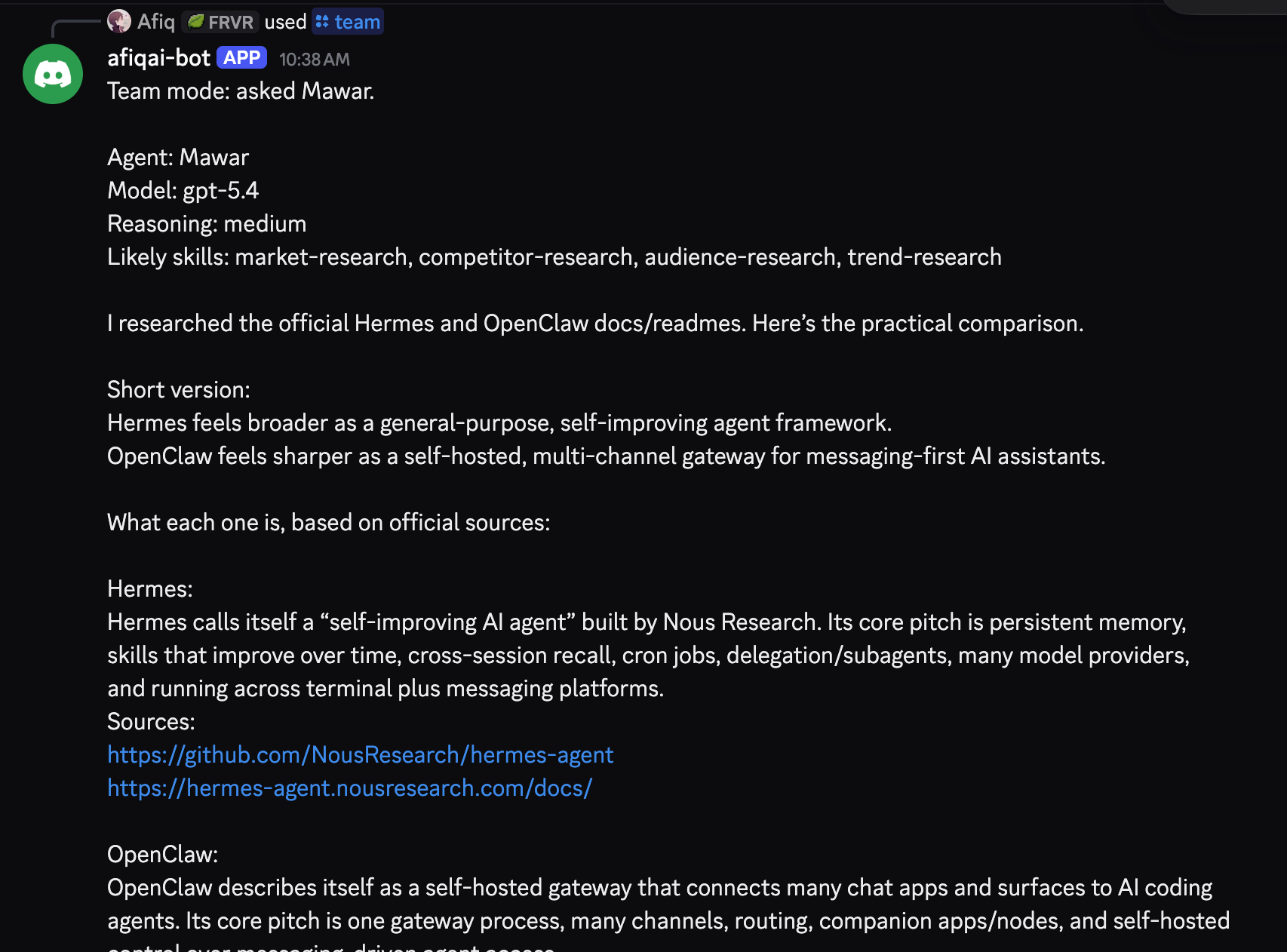 Team mode research flow